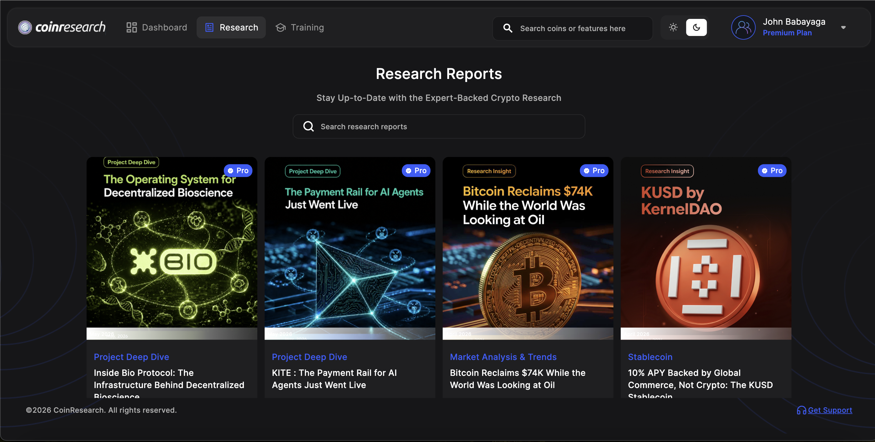 Research & Account screenshot 1